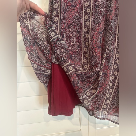 Abercrombie & Fitch Sleeveless Shift Dress Size Small Red and Navy Blue Paisley - Picture 8 of 11